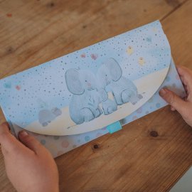 Gift envelope elephants bleu