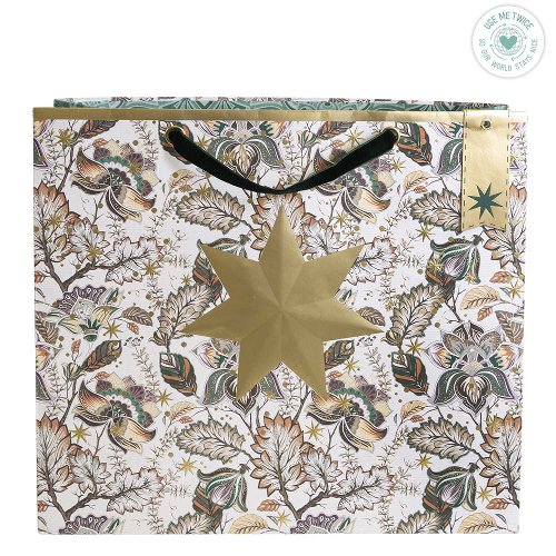 Christmas gift bag golden star print