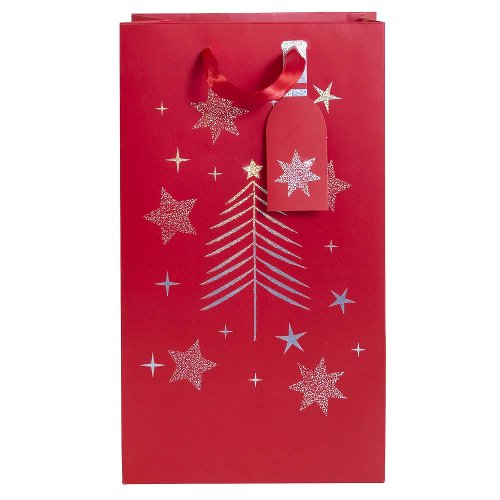 Duo bottle bag Christmas Tree red
