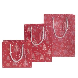 Christmas gift bags triple mix with trees and stars