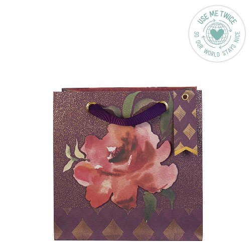 Gift bag watercolour rose berry