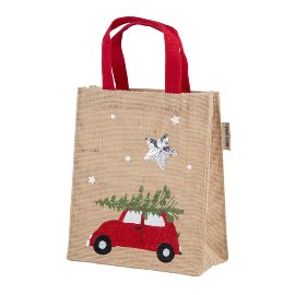 Gift bag Christmas jute car