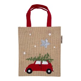 Gift bag Christmas jute car