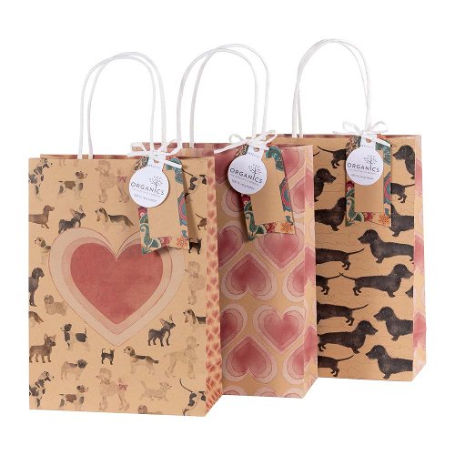 Gift bag set Organics dogs hearts