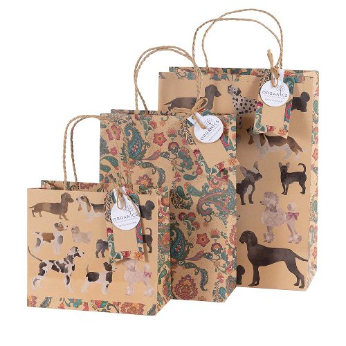 Gift bag set ORGANICS dogs paisley