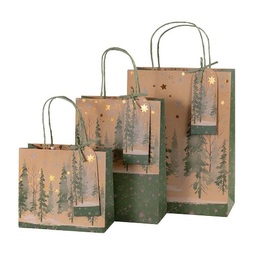 Gift bag set christmas trees kraft paper