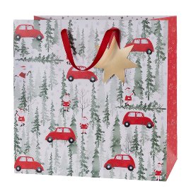 Gift bag Christmas trees cars XL