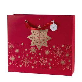 Gift bag Christmas stars gold XL