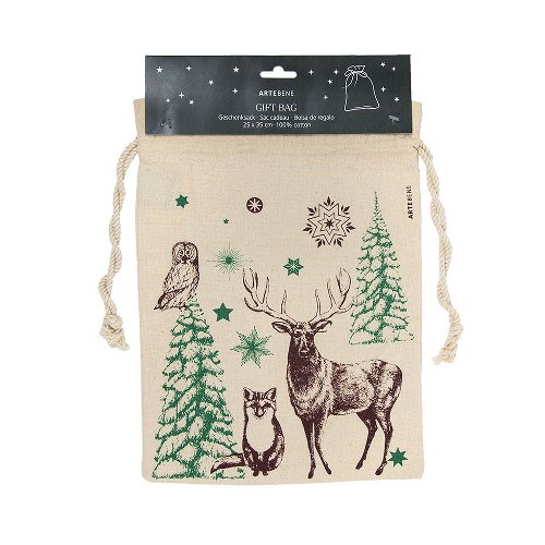 Gift sack cotton Christmas forest animals