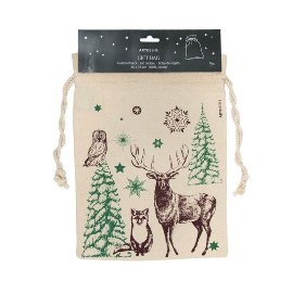 Gift sack cotton Christmas forest animals