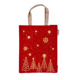 Gift bag jute Christmas stars tree