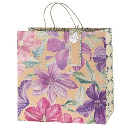 Gift bag XL ORGANICS kraft paper clematis blossoms