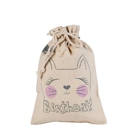 Geschenksack Baumwolle ORGANICS Katze Happy Birthday