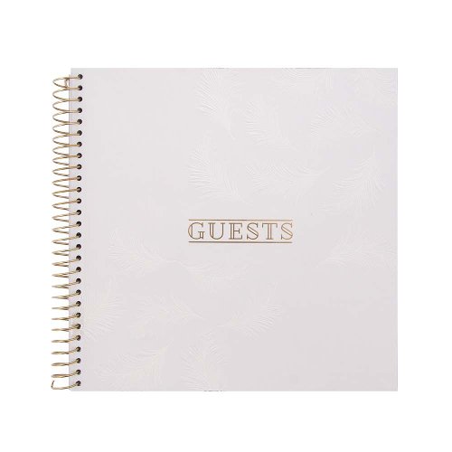 Guestbook spiral feather white