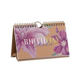 Geburtstags-Tischkalender Kraftpapier Clematis