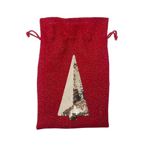 Gift bag jute Christmas tree sequins