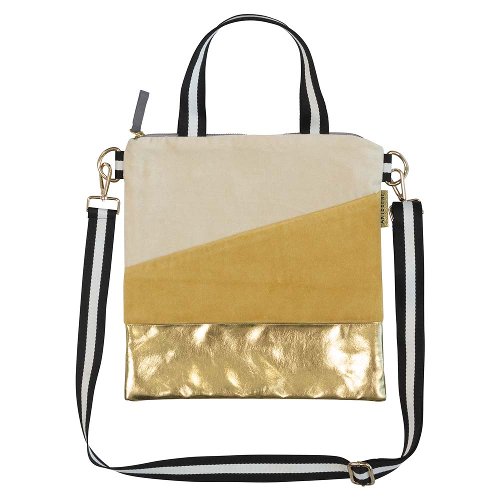 Minibag Crossover Samt Patchwork Sonnengelb Gold