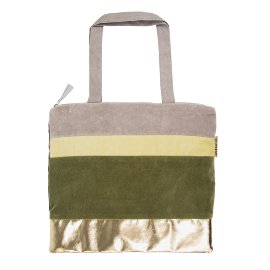 Shopper bag velvet stripes green