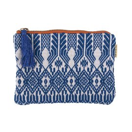 MAJOIE cosmetic bag woven blue white