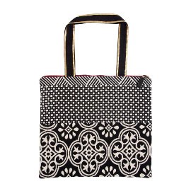 MAJOIE shopper bag woven black, white & red