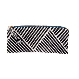 MAJOIE pouch woven stripes black & white