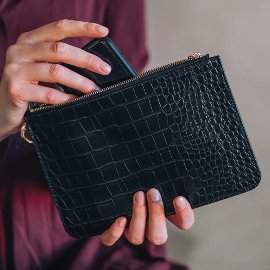 MAJOIE cosmetic bag croc black